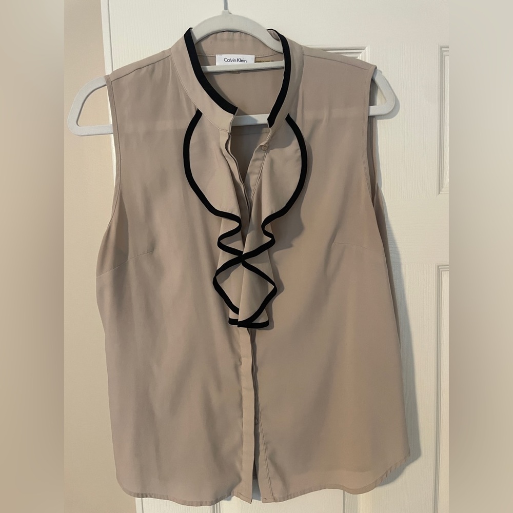 Calvin Klein Sleeveless Ruffle Blouse